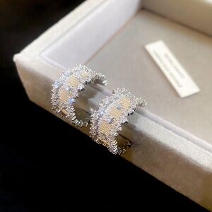 Silver Crystal Pavé Hoop Earrings - Women Jewelry